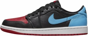 Nike Air Jordan 1 Retro Low Womens Shoes-Size-10.5, Black/Dk Powder Blue-gym Red