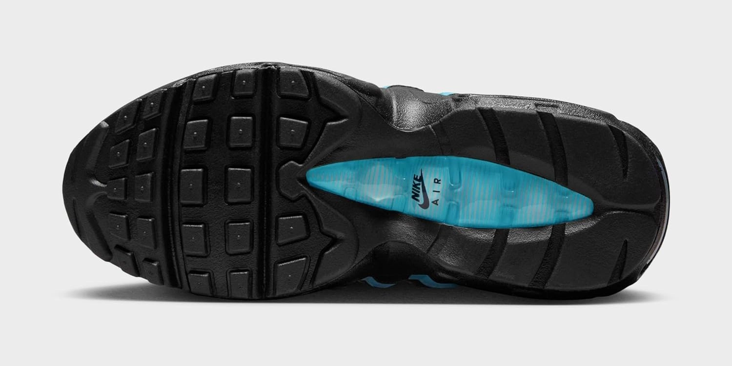 Nike Air Max 95 Grade School Running Shoes (Black/Baltic Blue/Black/Pearl Grey) (II4053-010, Black/Blue/Grey)