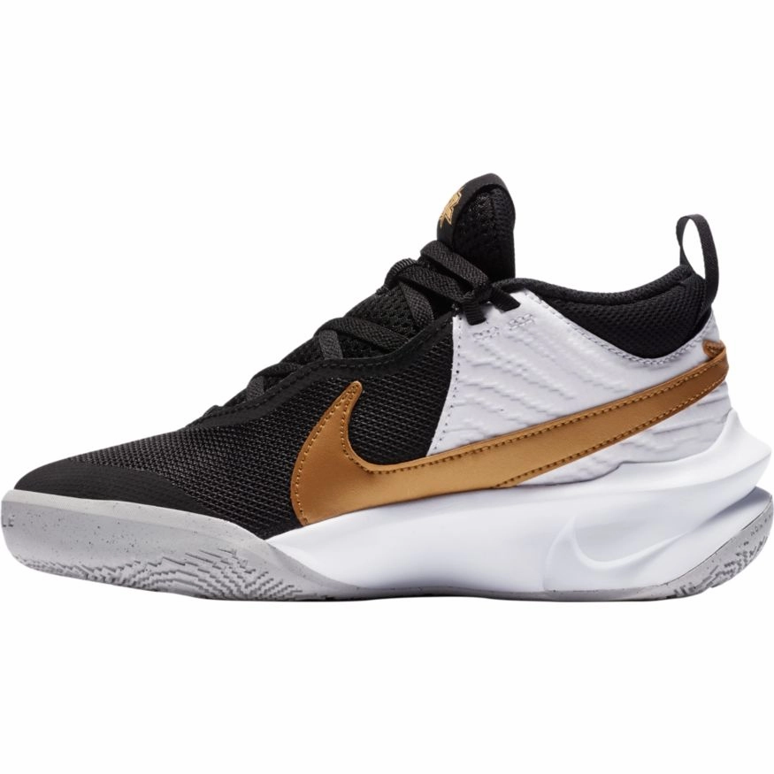 Nike Black/Metallic Gold/White/Photon Dust Team Hustle D10 Youth Sneaker