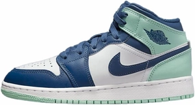 Nike boys Air Jordan 1 Mid GS Shoes, Mystic Navy/Mint Foam-white, 7 Big Kid