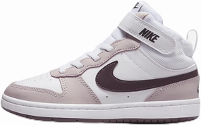 Nike Court Borough Mid 2 Little Kids' Shoes (CD7783-118, White/Platinum Violet/Burgundy Crush) Size 2.5