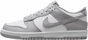 Nike Dunk Low Big Kids' Shoes (FB9109-123, White/White/Light Smoke Grey)