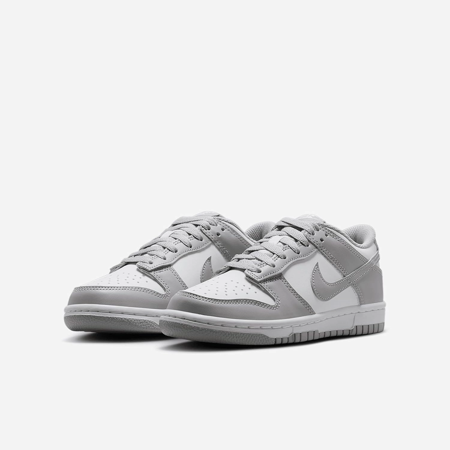 Nike Dunk Low Big Kids' Shoes (FB9109-123, White/White/Light Smoke Grey)