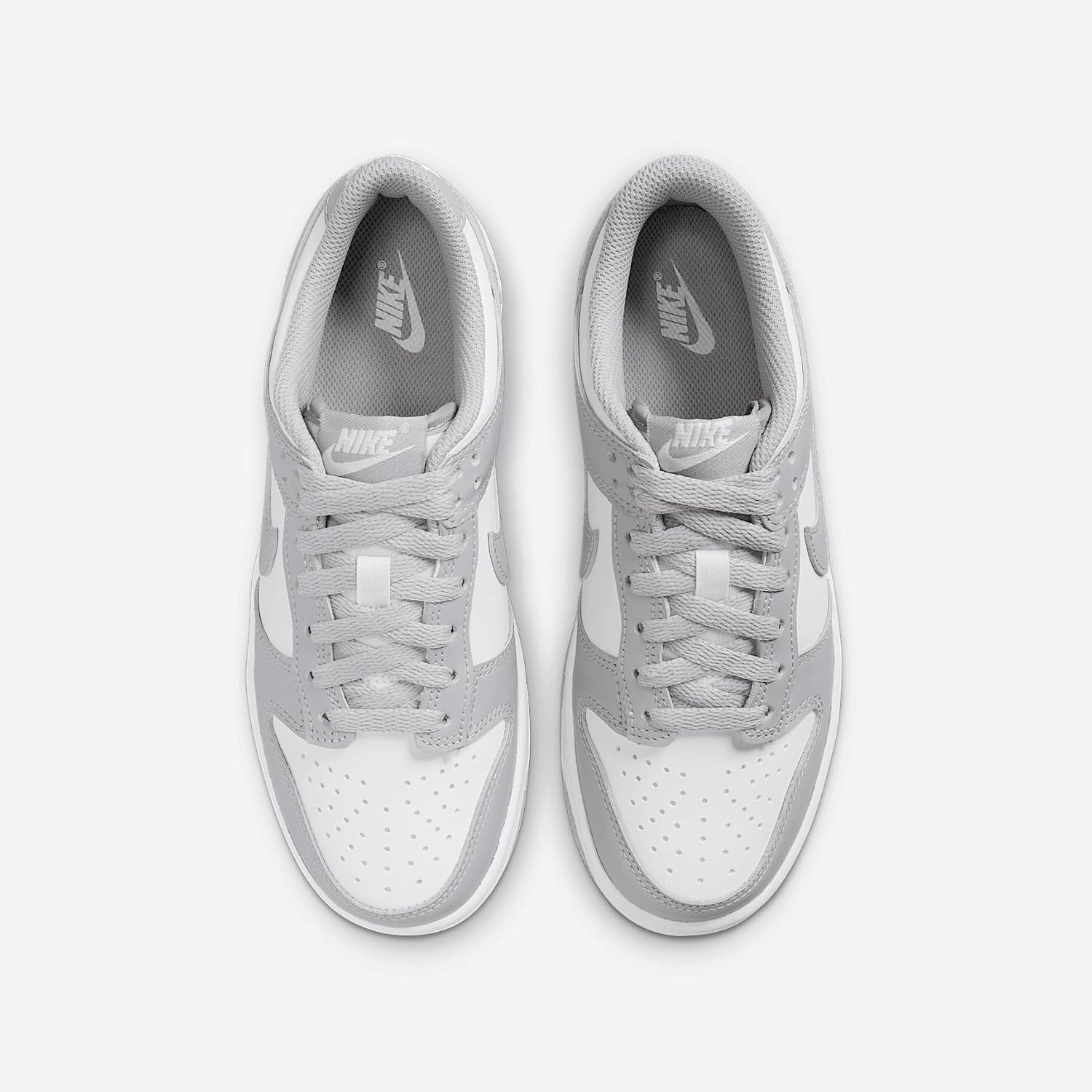 Nike Dunk Low Big Kids' Shoes (FB9109-123, White/White/Light Smoke Grey)