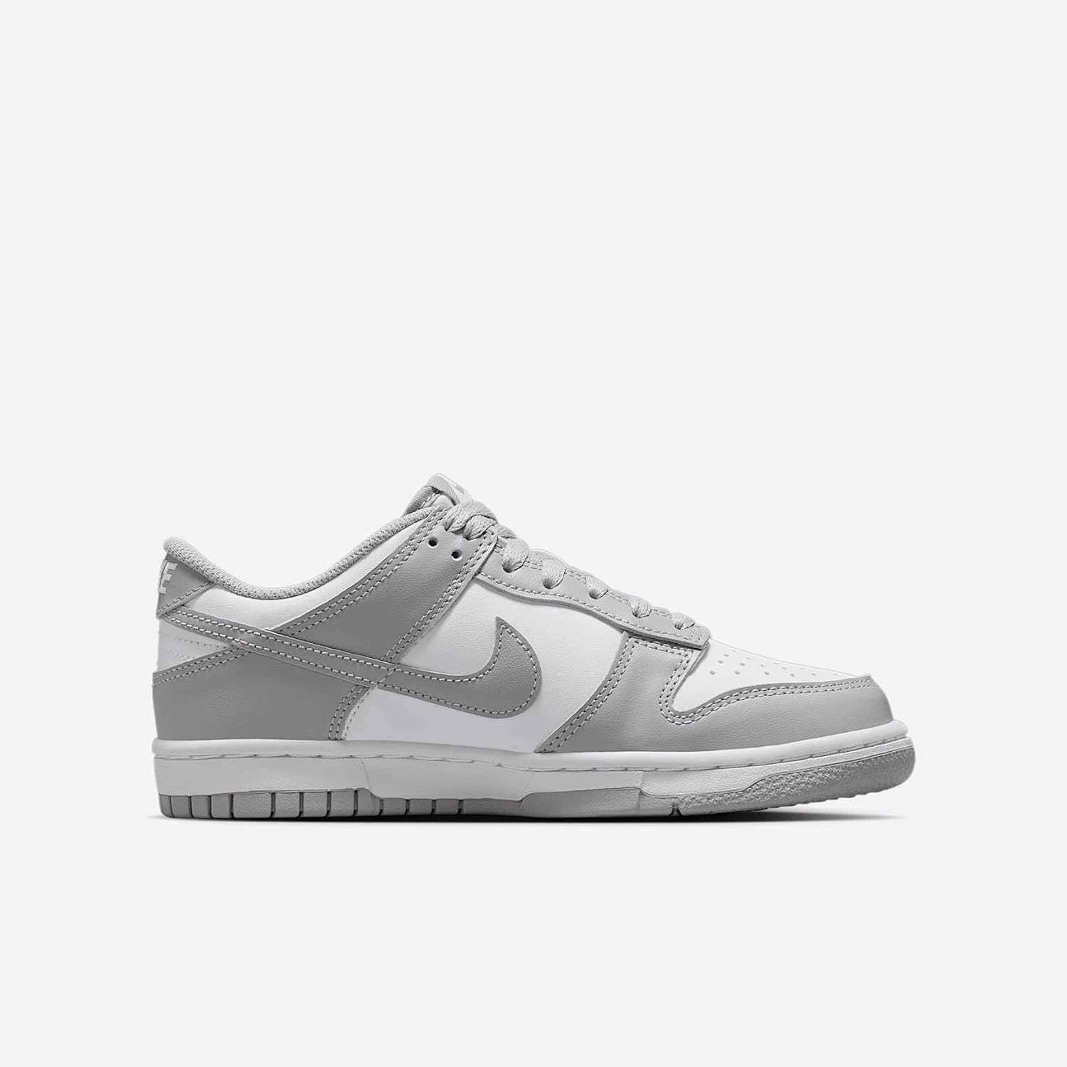 Nike Dunk Low Big Kids' Shoes (FB9109-123, White/White/Light Smoke Grey)