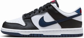 Nike Dunk Low Big Kids' Shoes (HJ9202-001, Black/White/University Red/Midnight Navy) Size 7