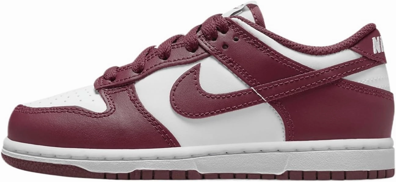 Nike Dunk Low Little Kids' Shoes (FB9108-115, White/Gym Red/Redwood)