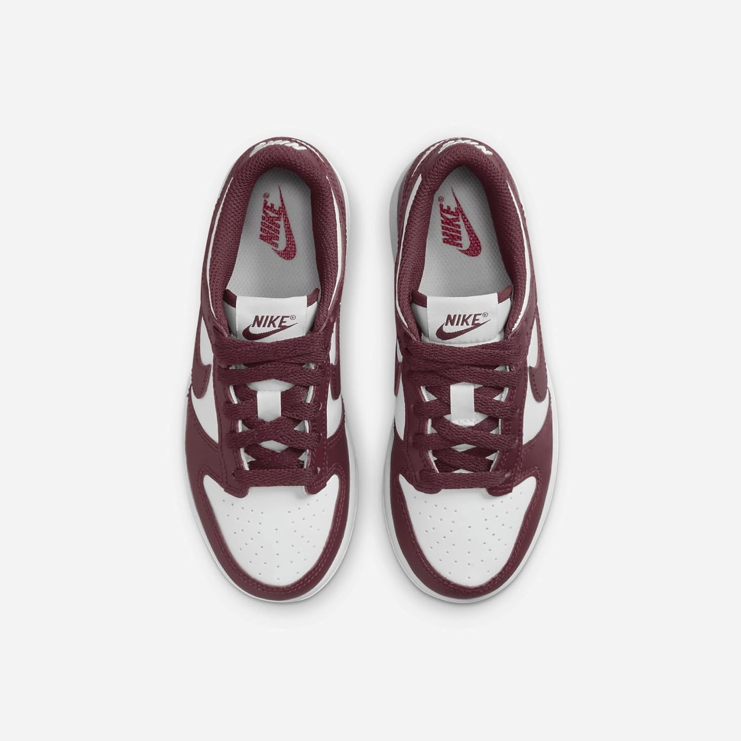 Nike Dunk Low Little Kids' Shoes (FB9108-115, White/Gym Red/Redwood)