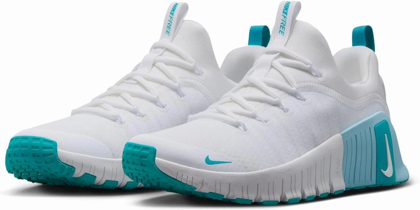 Nike Free Metcon 6 Women's Workout Shoes (FJ7126-107, White/Glacier Blue/Dusty Cactus)