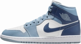 NIKE Jordan 1 Mid Women Sail/Diffused Blue-Blue Grey BQ6472-140 7.5