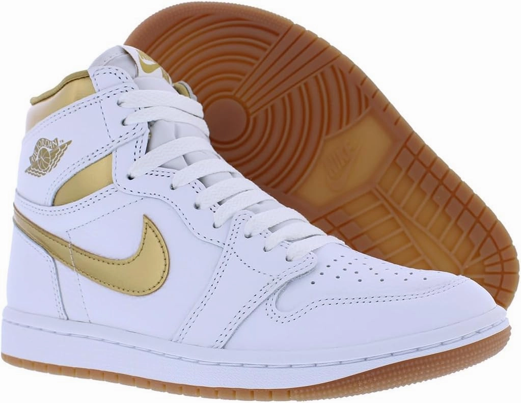 Nike Jordan 1 Retro Hi OG Women's Shoes (FD2596-107, White/Metallic Gold/Gum Light Brown)