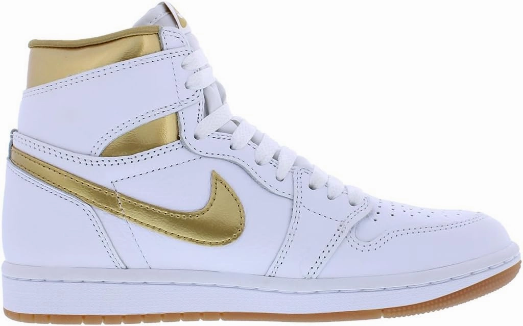 Nike Jordan 1 Retro Hi OG Women's Shoes (FD2596-107, White/Metallic Gold/Gum Light Brown)