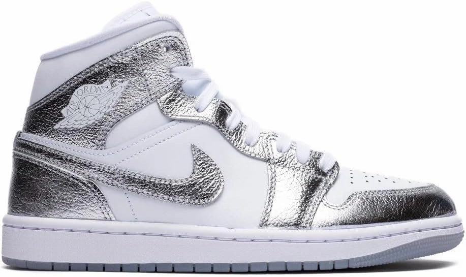 NIKE Jordan Women's Air 1 Mid SE White/Metallic Silver (FN5031 001) - 6.5