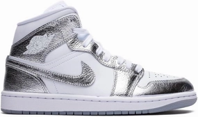 NIKE Jordan Women's Air 1 Mid SE White/Metallic Silver (FN5031 001) - 7.5