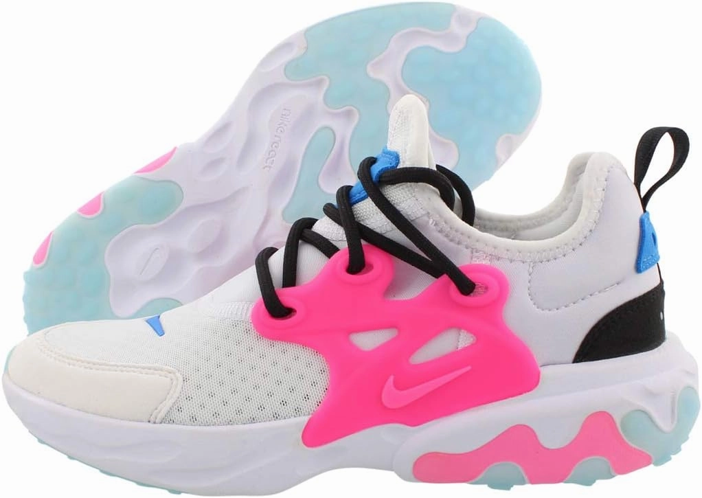 Nike React Presto Girls Shoes Size 4.5, Color: White/Hyper Pink/Photo Blue-White