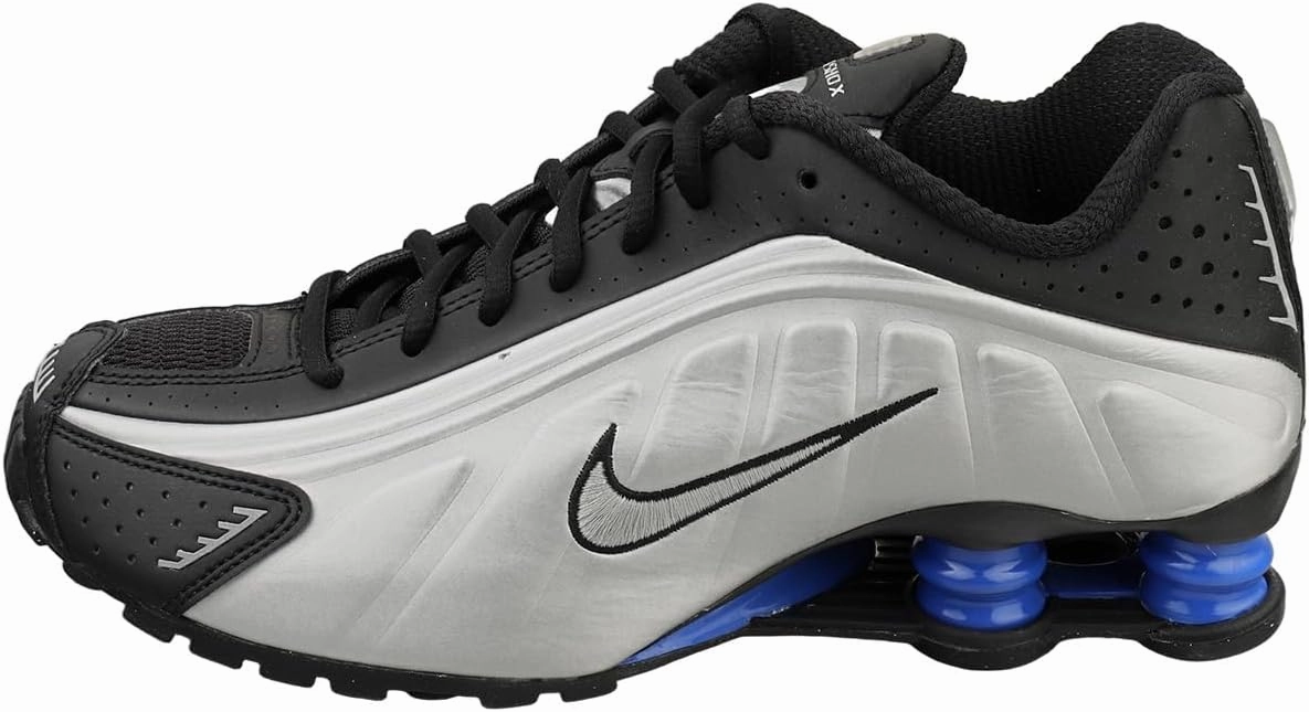 Nike Shox R4 Shoes (AR3565-006, Black/Racer Blue/Metallic Silver)