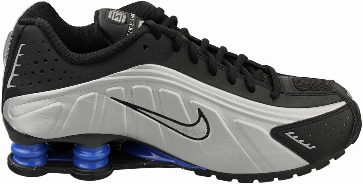 Nike Shox R4 Shoes (AR3565-006, Black/Racer Blue/Metallic Silver)