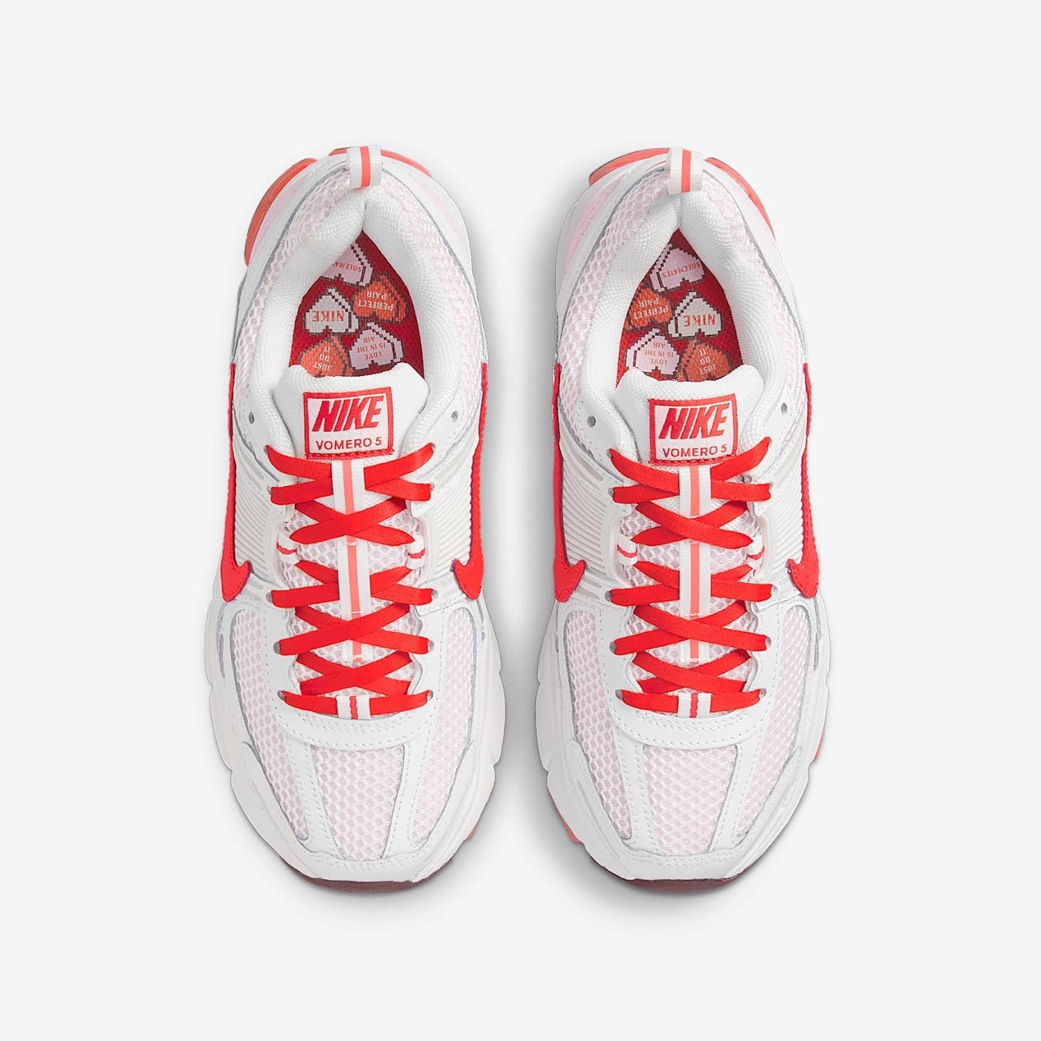 Nike Vomero 5 Big Kids' Shoes (HV5171-121, Summit White/Pink Foam/Dark Team Red/Light Crimson)