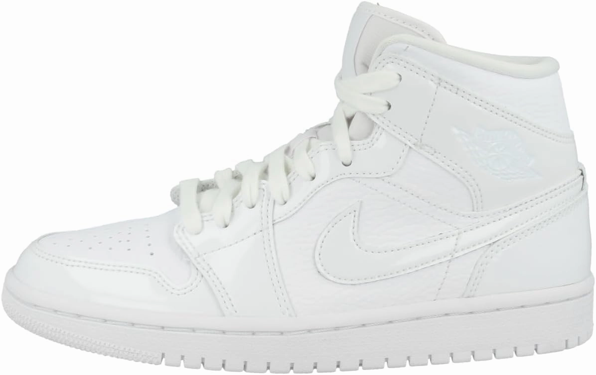 Nike WMNS Air Jordan 1 Mid Womens Sneakers BQ6472-100, White/White-White, Size US 6.5