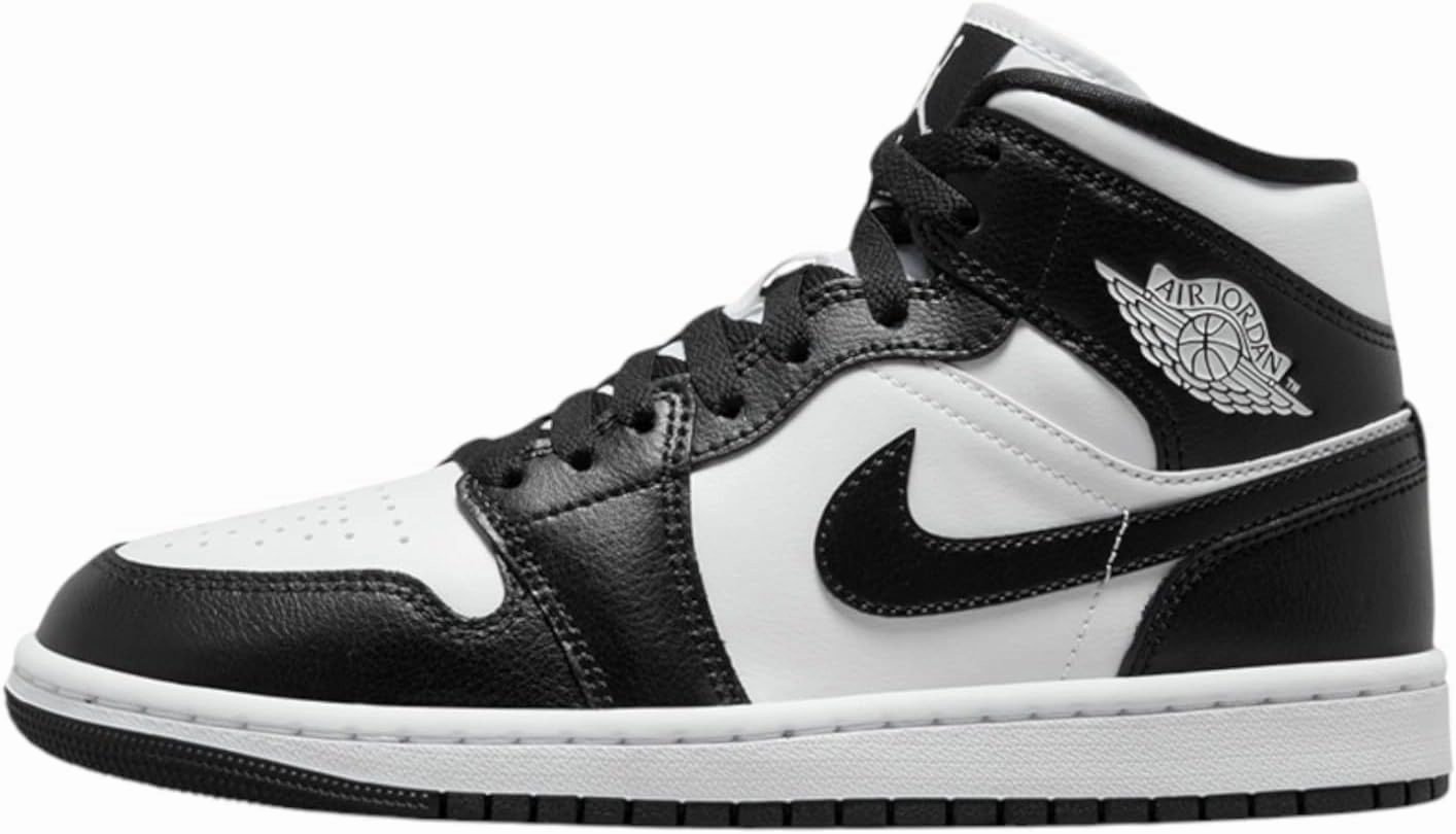 NIKE Women's Air Jordan 1 Sneaker, White Black Panda Mid, 7