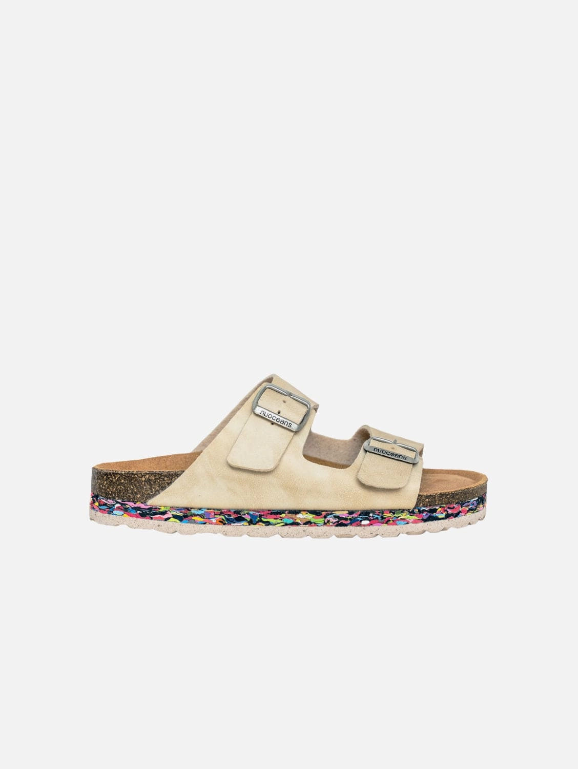 Nuo Recycled Flipflop & Cork Buckled Sandals | Pebble