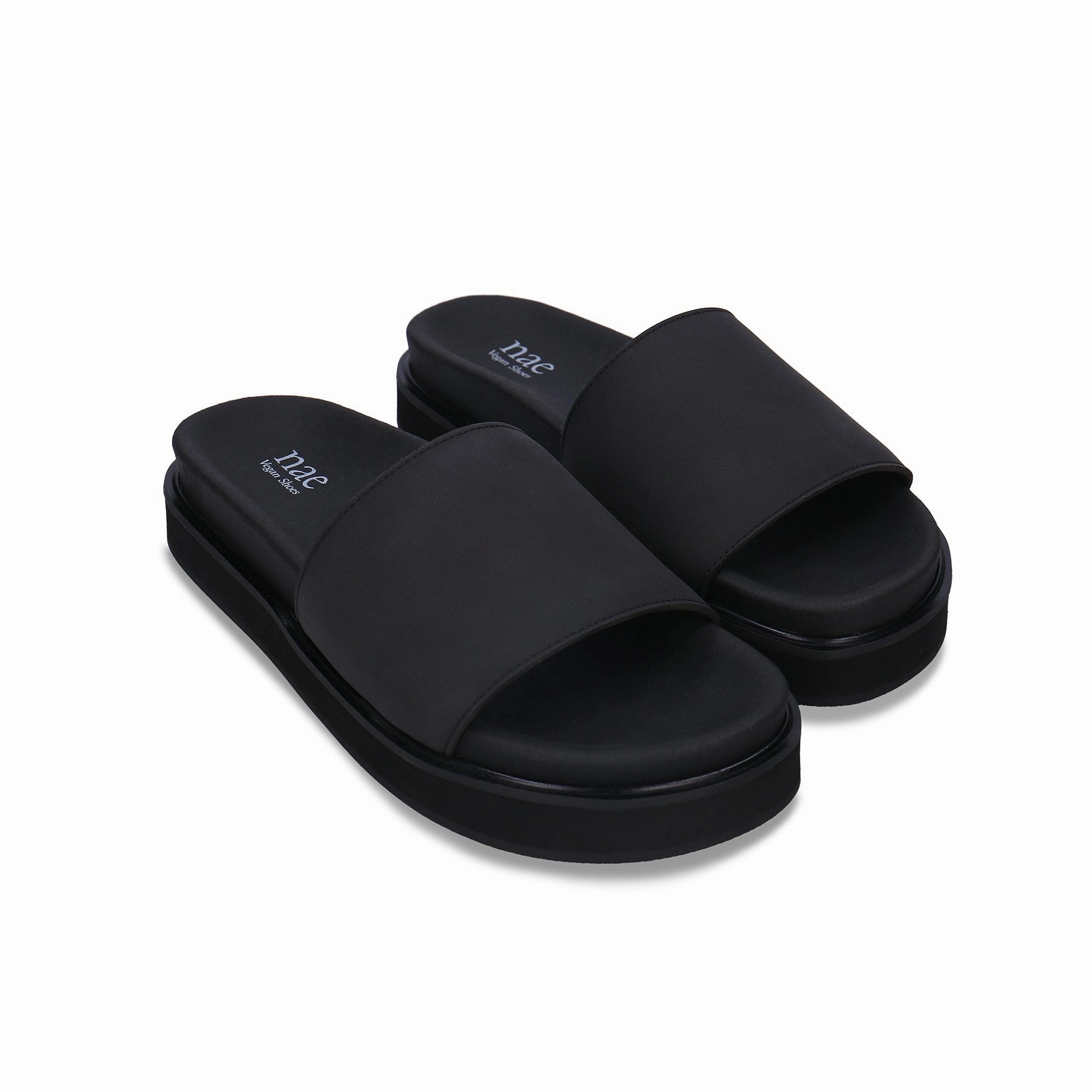 Okina Unisex Vegan Microfibre Wide Strap Platform Sandals | Black