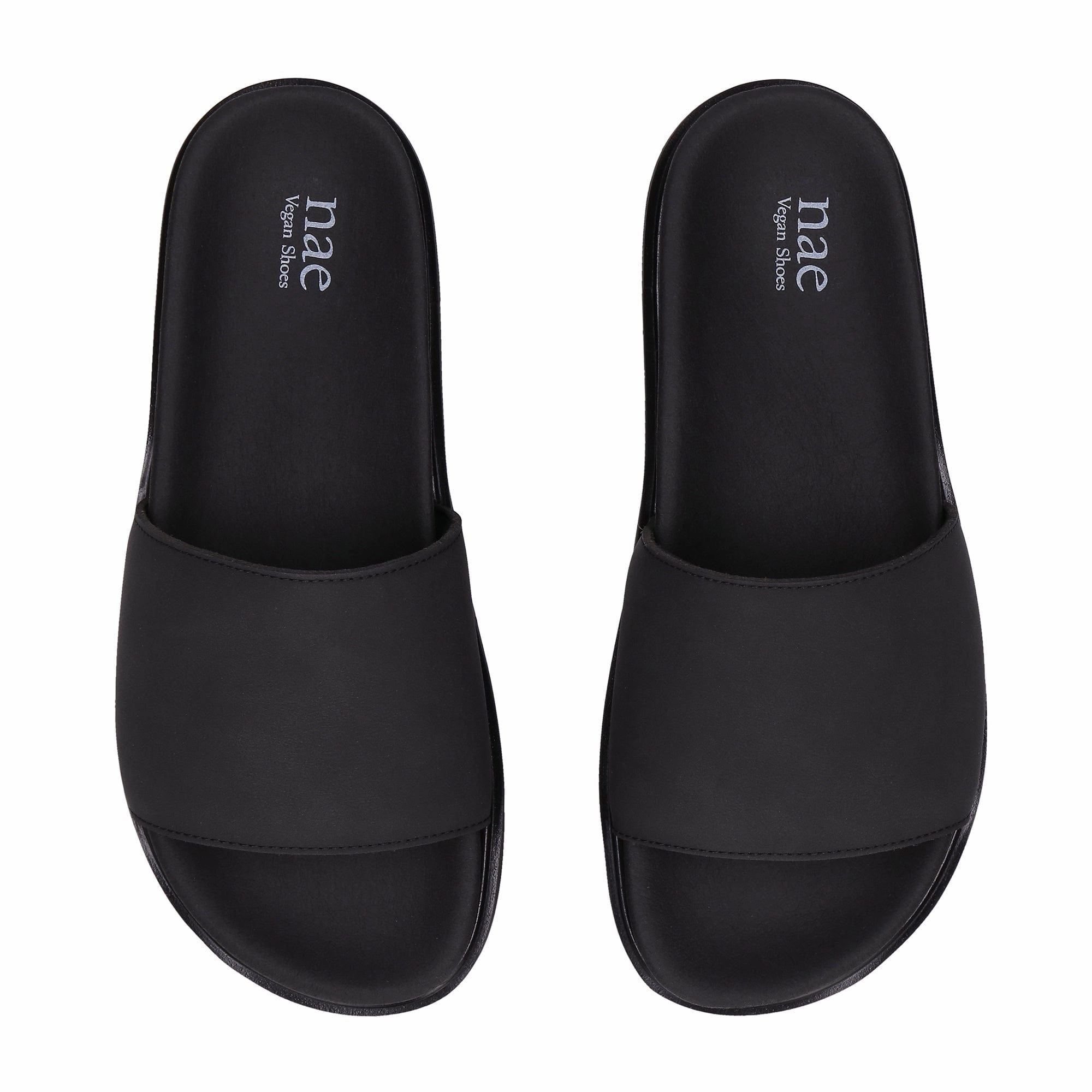 Okina Unisex Vegan Microfibre Wide Strap Platform Sandals | Black