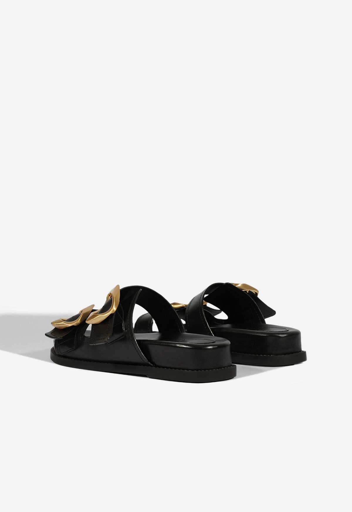 Olga Black Leather Sporty Sandal