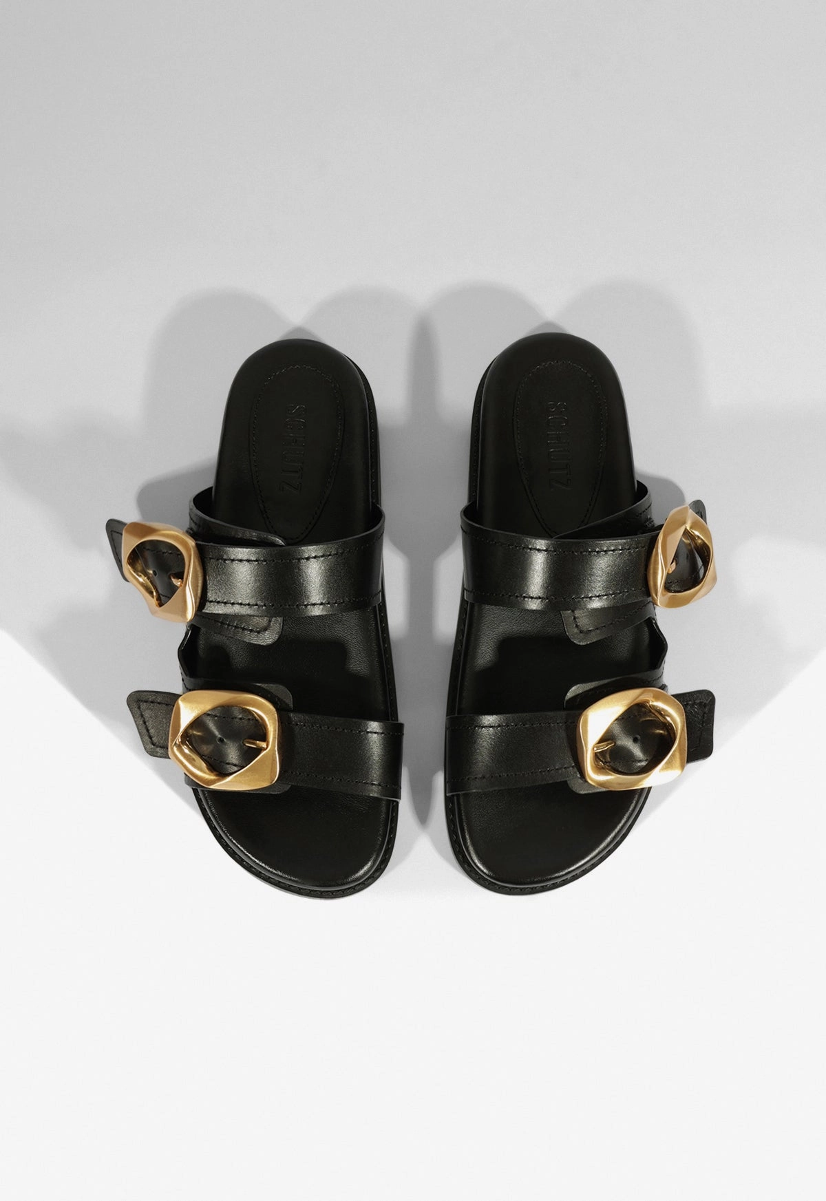 Olga Black Leather Sporty Sandal