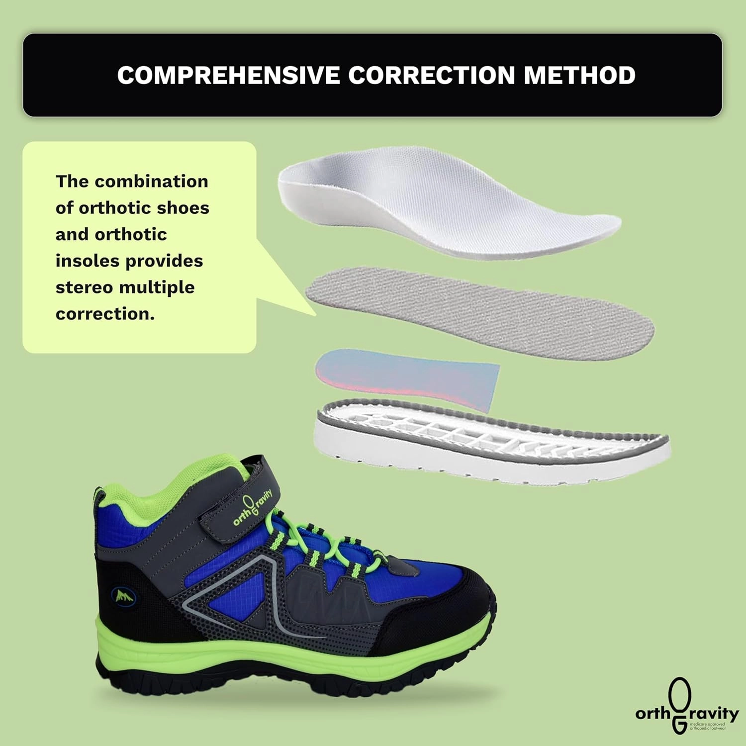 Orthopedic StrideCare 360 Kids High Top Sneakers, Wide Opening, Removable Inserts