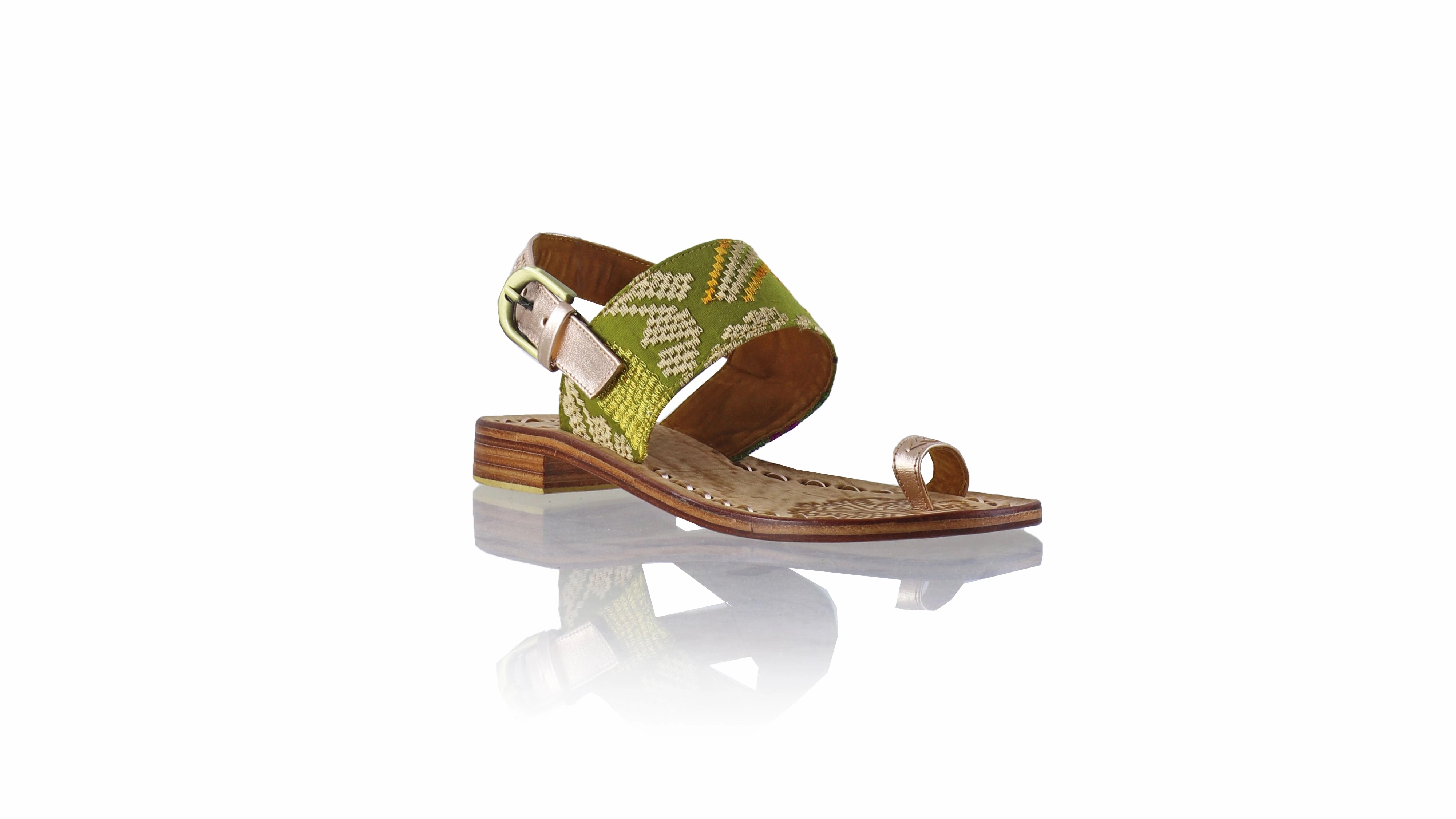 Prana 20mm Flat - Rose Gold & Olive Songket