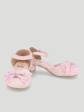 Pre-Girls Bow Glitter Heel - Pink