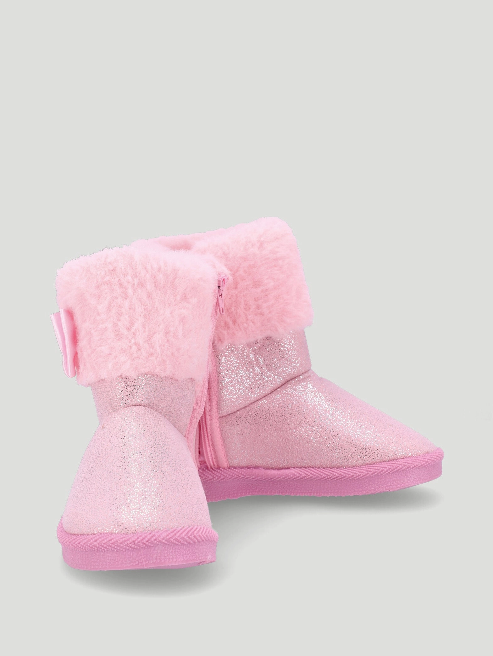 Pre-Girls Bow Trim Boot Slipper - Pink