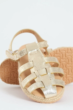 Pre-Girls Caged Espadrille Sandal - Gold
