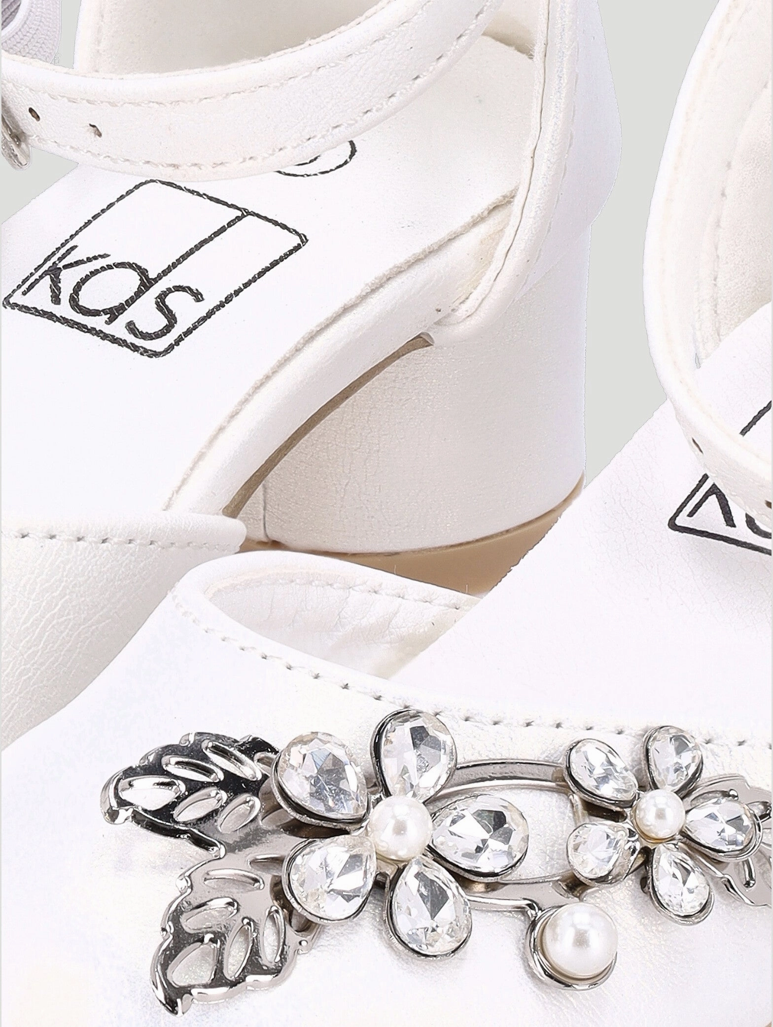 Pre-Girls Pearl Trim Heel - White