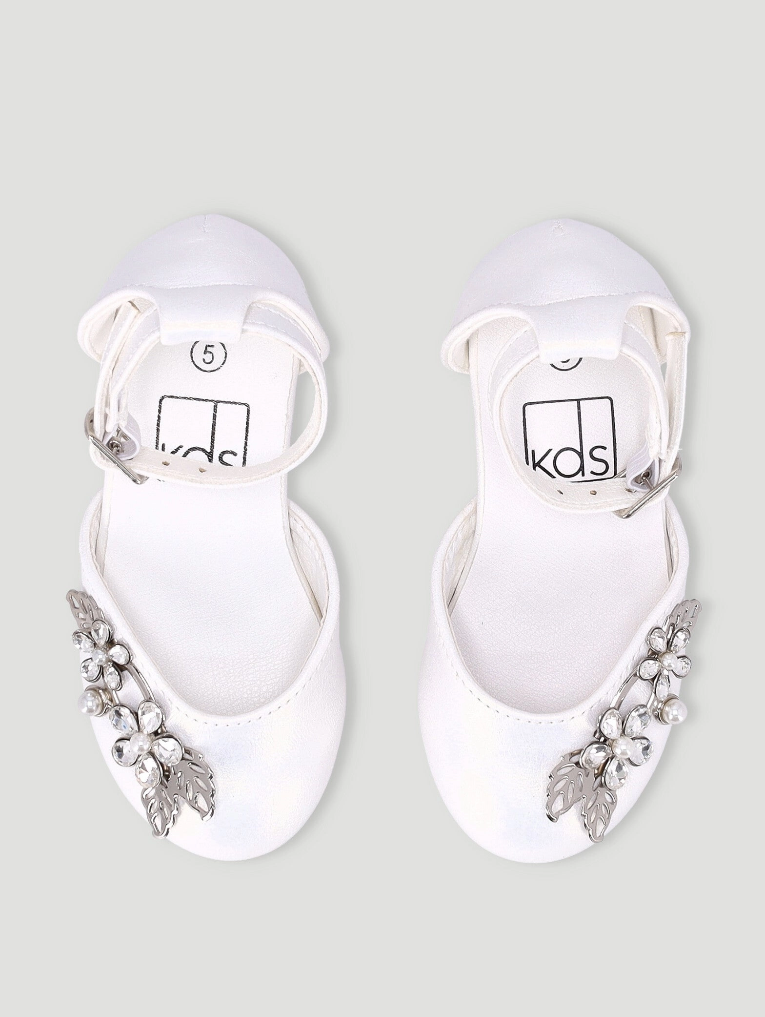 Pre-Girls Pearl Trim Heel - White