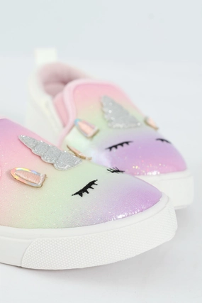 Pre-Girls Rainbow Glitter Slip On Sneaker