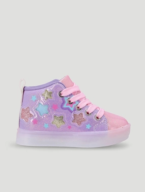 Pre-Girls Star Light Up High-Top Sneaker - Lilac