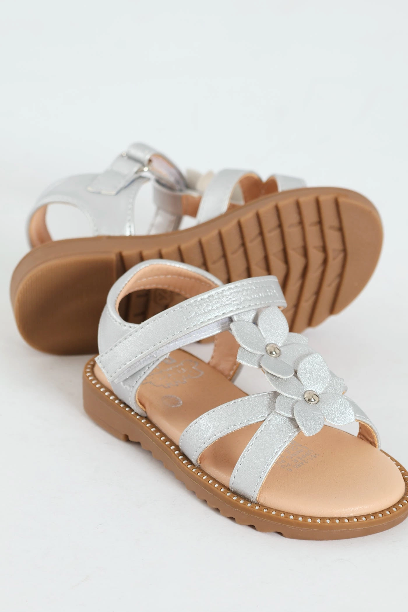 Pre-Girls Strappy Flat Sandal - Silver