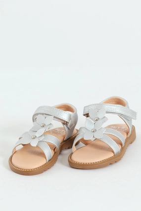 Pre-Girls Strappy Flat Sandal - Silver