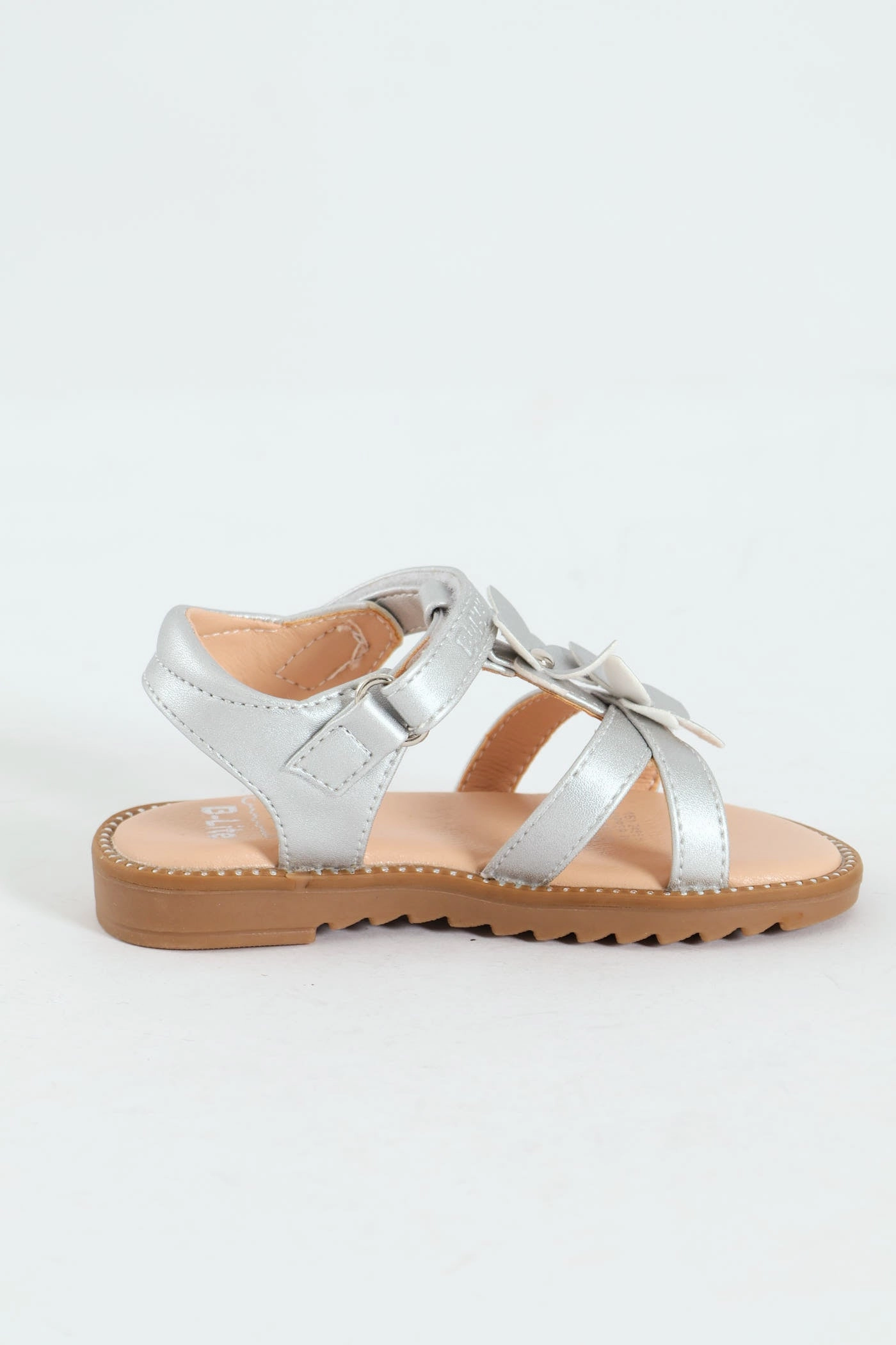 Pre-Girls Strappy Flat Sandal - Silver