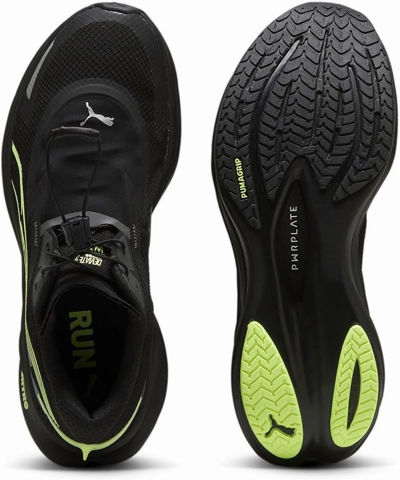 PUMA Womens Deviate Nitro 3 WTR  Running Shoes Neutral Shoe Galactic Gray/Black/Fizzy Apple - Dark Grey