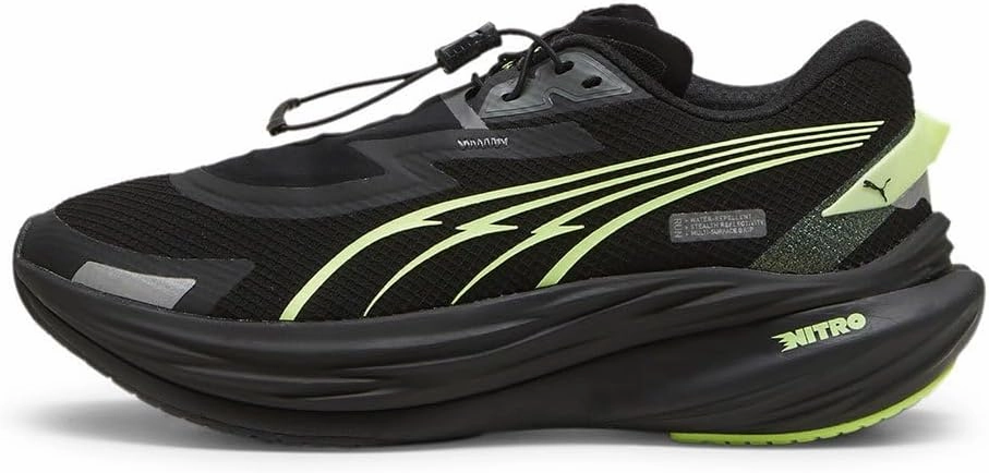 PUMA Womens Deviate Nitro 3 WTR  Running Shoes Neutral Shoe Galactic Gray/Black/Fizzy Apple - Dark Grey