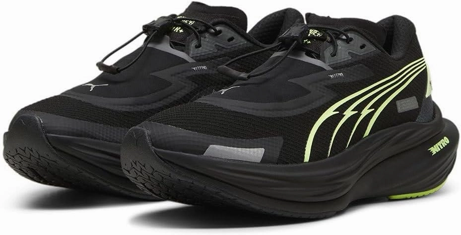 PUMA Womens Deviate Nitro 3 WTR  Running Shoes Neutral Shoe Galactic Gray/Black/Fizzy Apple - Dark Grey