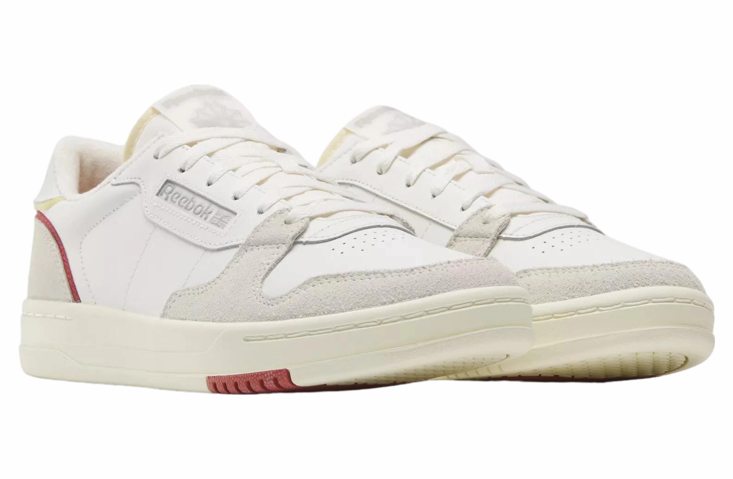 REEBOK MEN'S COURT CHALK/RED SNEAKER SHOES