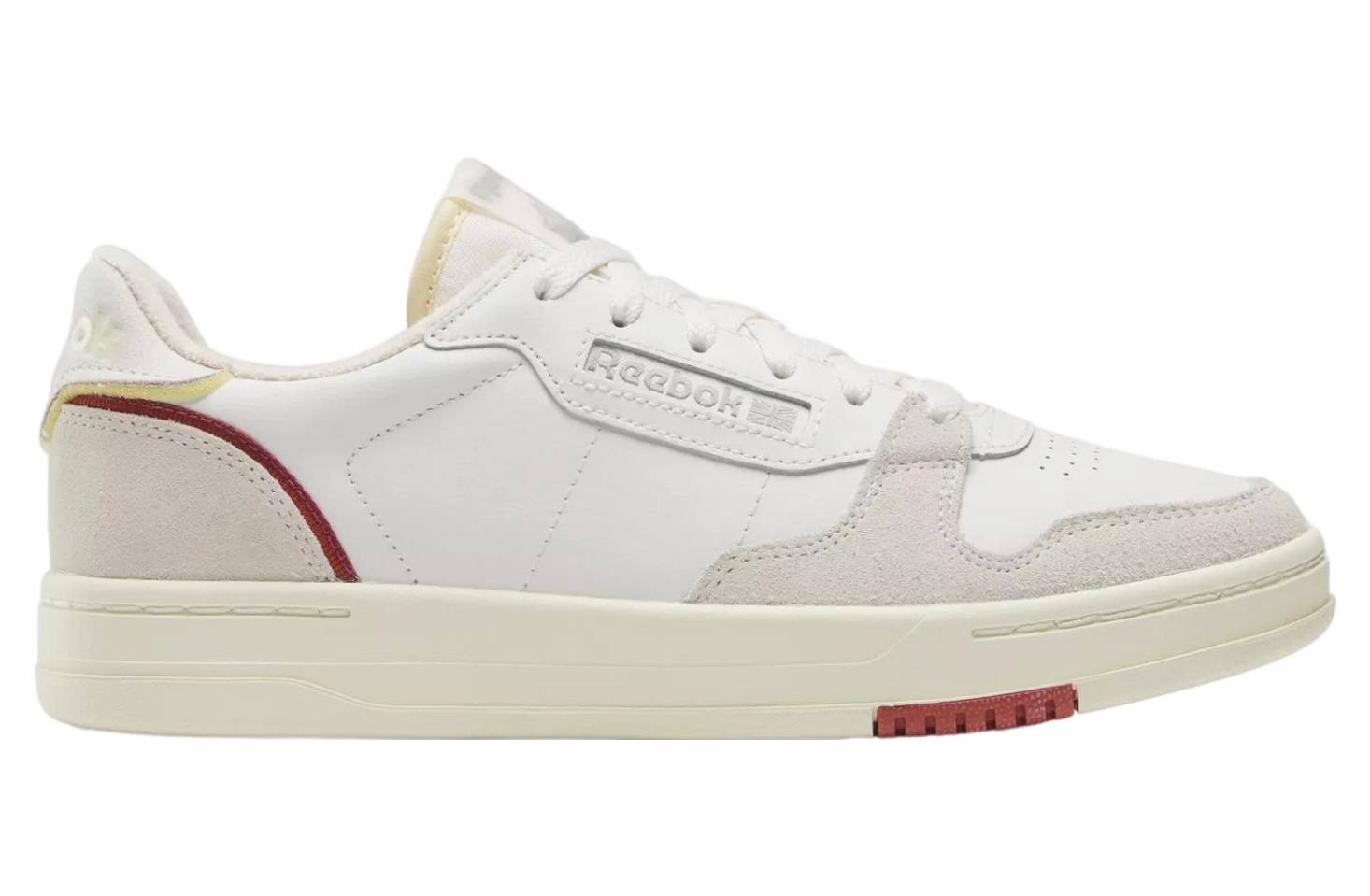 REEBOK MEN'S COURT CHALK/RED SNEAKER SHOES
