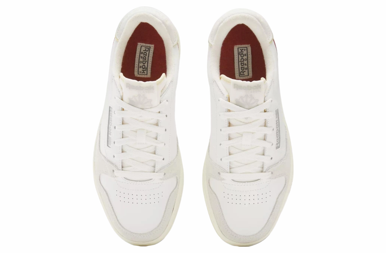 REEBOK MEN'S COURT CHALK/RED SNEAKER SHOES