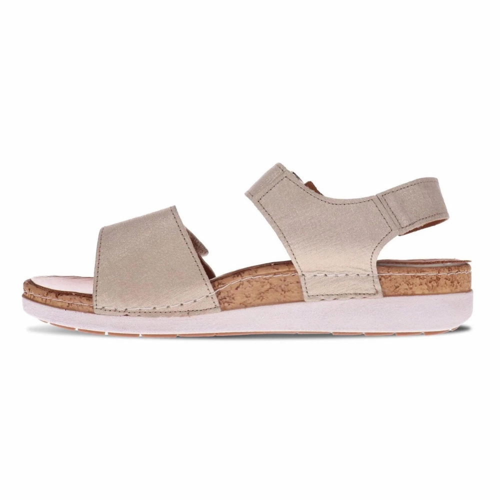 Revere Georgia 3 Strap Adjustable Gold Linen Sandal (Women's)