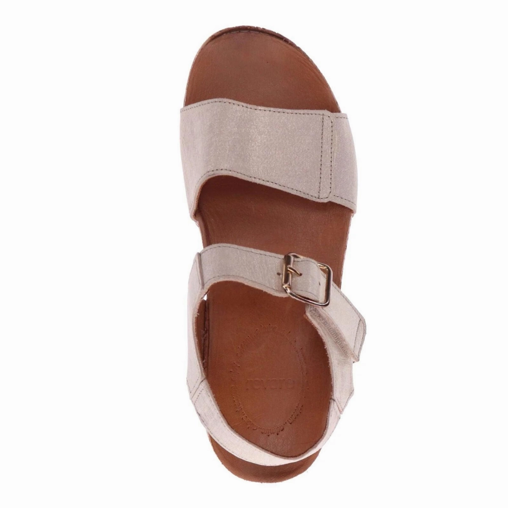 Revere Georgia 3 Strap Adjustable Gold Linen Sandal (Women's)