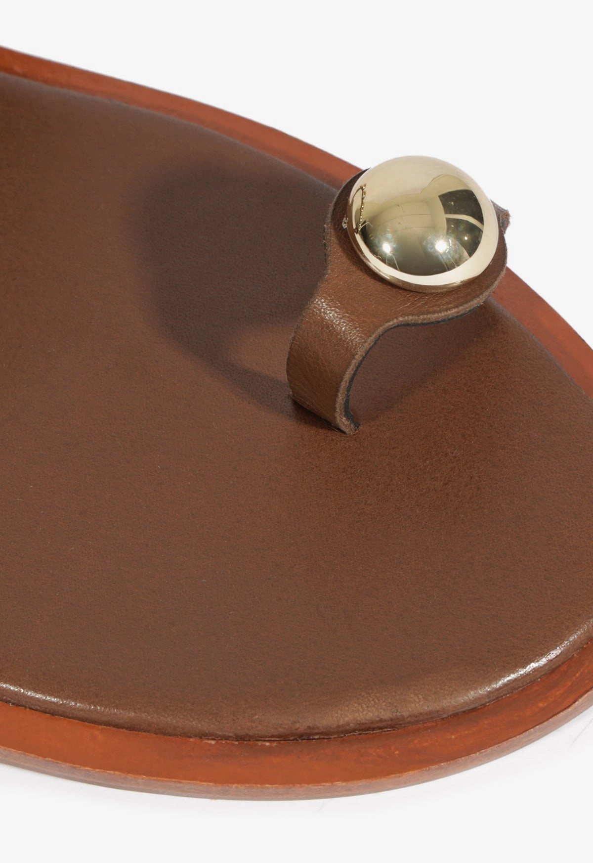 Romy Brown Leather Flat Sandal